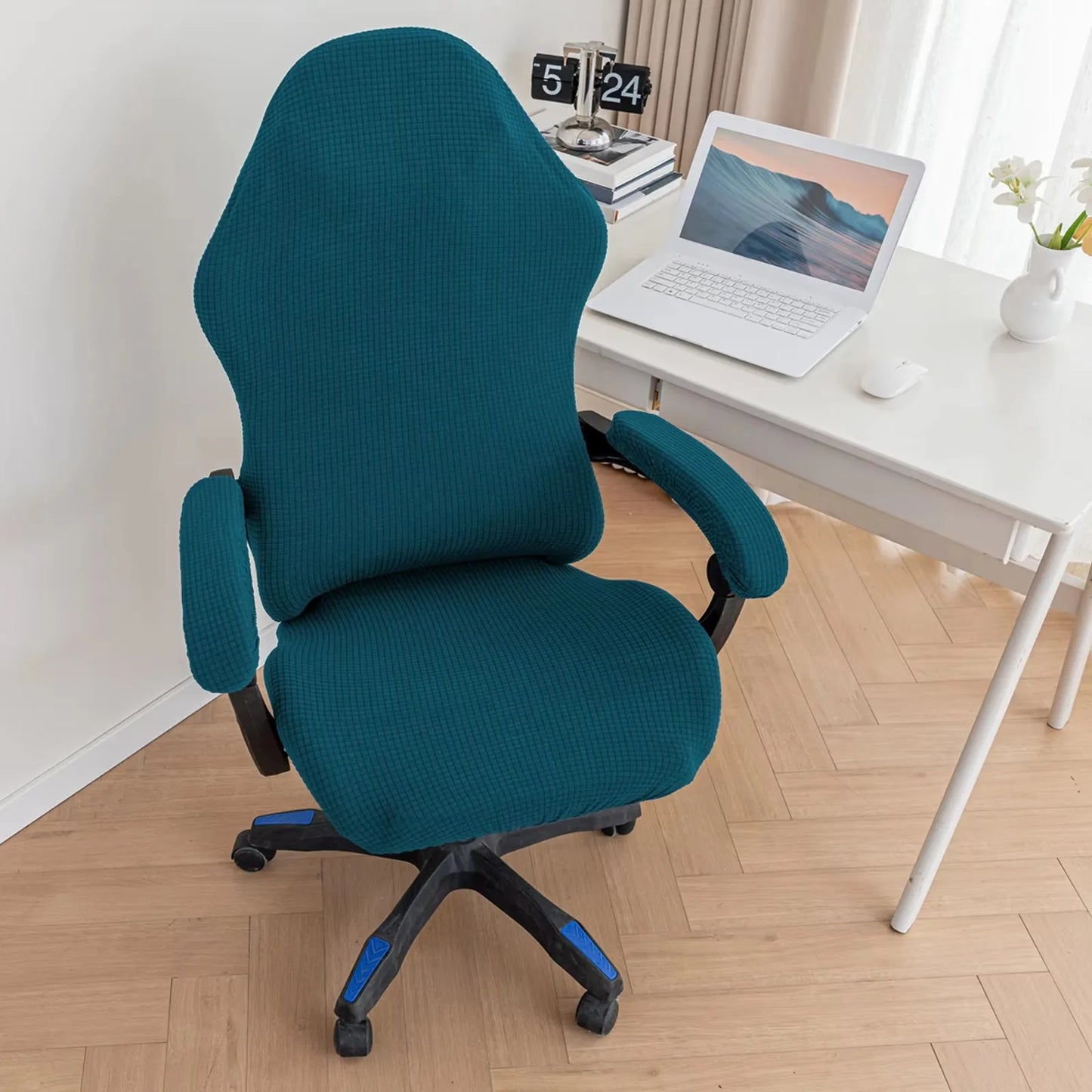 כיסוי לכיסא גיימינג מבד אריג בצבע טורקיז