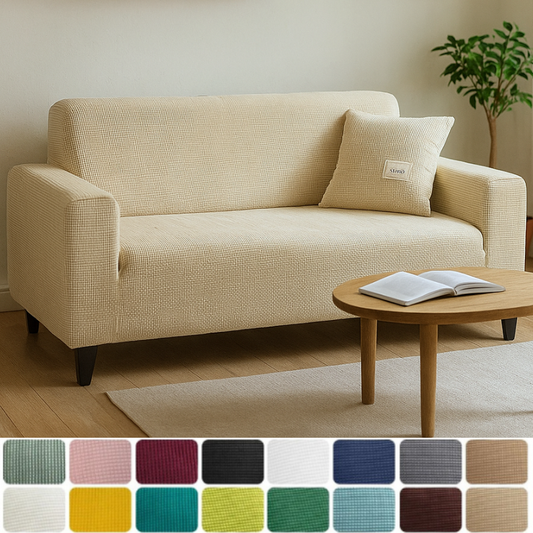 כיסוי ספה אלסטי אריג משובץ במגוון צבעים – מגן מפני כתמים ואבק